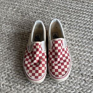 Vans Slip-On Checkerboard Sneakers - Red & White